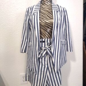 7TH AVENUE Blue and White Striped Blazer And Shorts. Free Shipping
